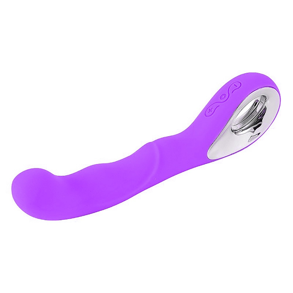 Vibrador Ponto G Recarreg�vel em Silicone Roxo com efeito de vibra��o (ilustrativo), mostrando sua flexibilidade