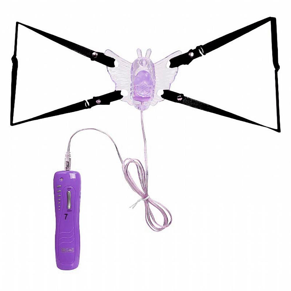 Vibrador Butterfly com Mini Pênis e Controle com Fio e Cinta Ajustável Lilás | Foto 02