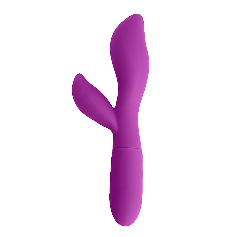 Vibrador Duplo em Silicone Recarreg�vel com 10 Vibra��es Lelis Roxo - Vista lateral do produto