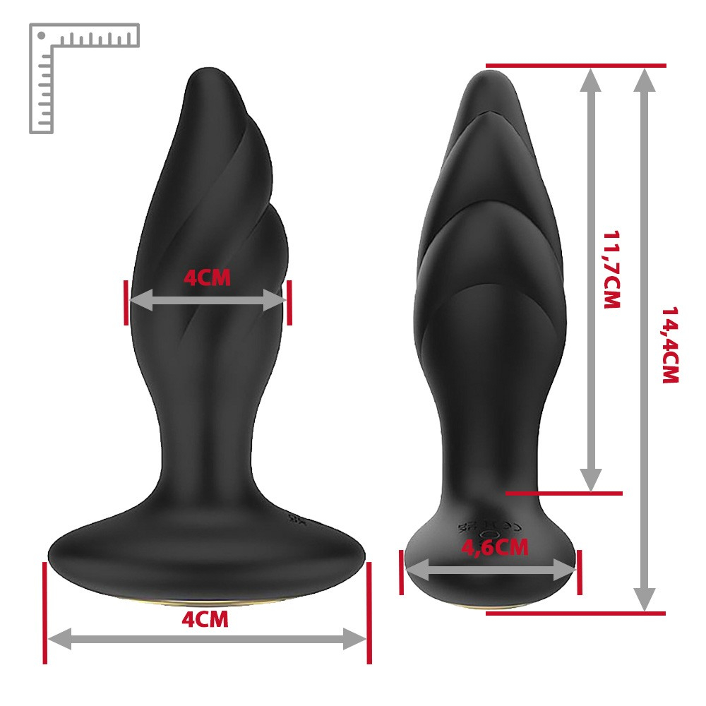 Plug Anal em Silcone com 9 Rota��es Recarreg�vel Whirlwind Preto | Foto 06