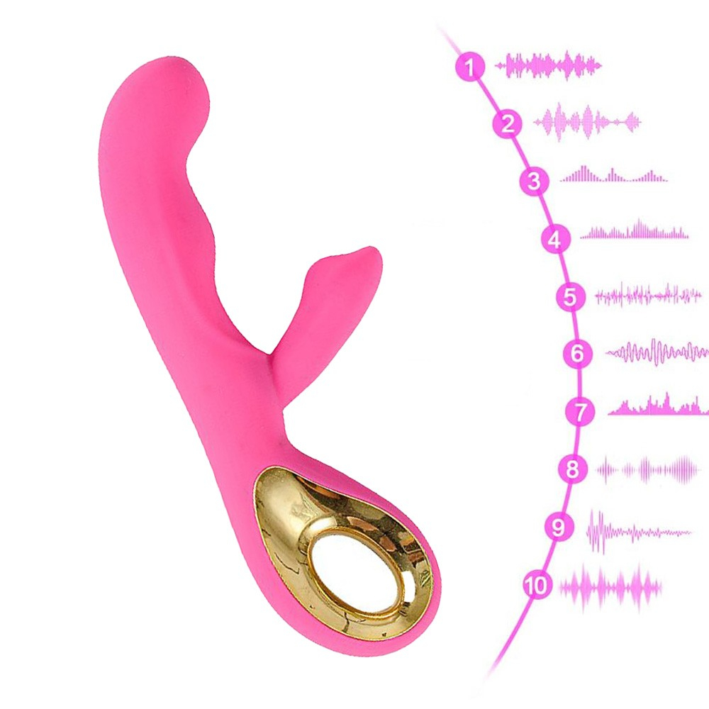 Vibrador Duplo Recarreg�vel em Silicone Estimulador Ponto G e Clit�ris 10 Vibra��es Angel II Pink | Vibrador com gr�fico de 10 modos de vibra��o