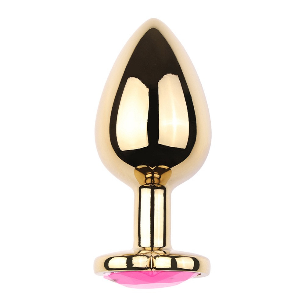 Plug Anal Joia em A�o Cora��o Dourado Tamanho G Rosa | Foto 02