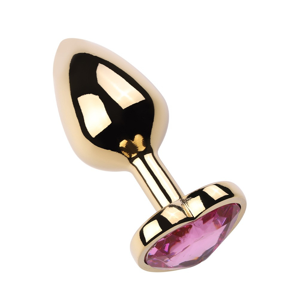 Plug Anal Joia em A�o Cora��o Dourado Tamanho G Rosa | Foto 04