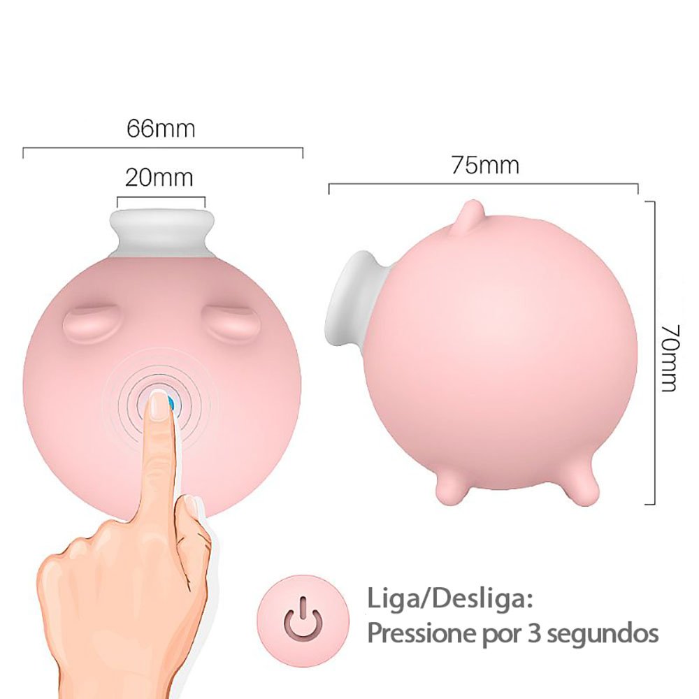 Vibrador Piggy Rosa com diagrama dos 9 modos de vibra��o e pulsa��o, mostrando a variedade de est�mulos