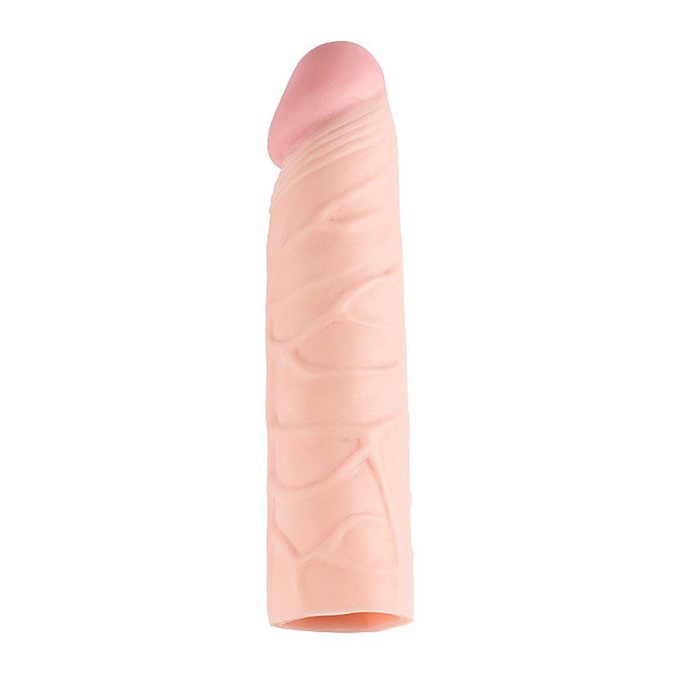 Capa Peniana sem Vibrador em Cyberskin, 16,5 x 3,5cm, bege, modelo anat�mico para aumento de volume