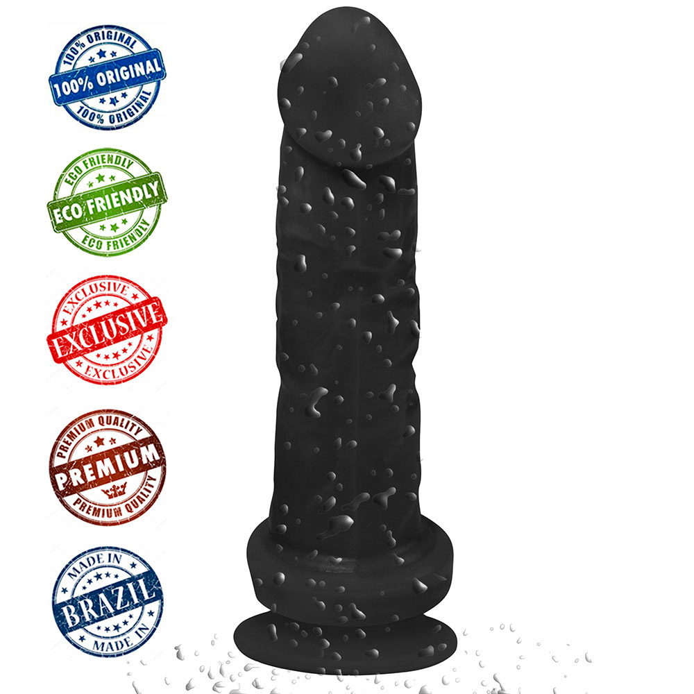 P�nis de Borracha Martes com Ventosa 19 x 4,5cm Preto, vista de cima do corpo
