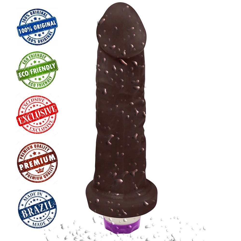 P�nis de Borracha Martes com Vibrador Marrom, vista frontal detalhe do corpo do dildo