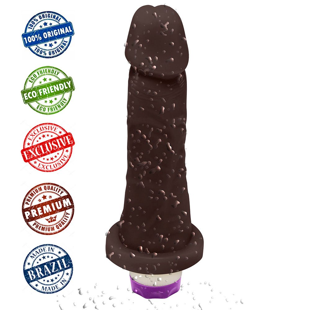 P�nis de Borracha Mi�rcoles com Vibrador 15 x 4,5cm Marrom - Vista do vibrador