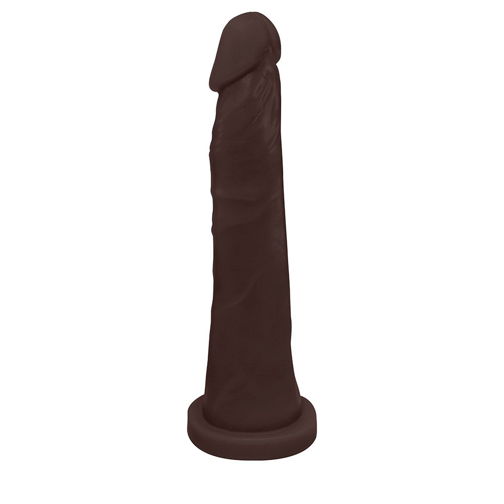 Close da textura do P�nis de Borracha Jueves 19 x 4,5cm Marrom mostrando material macio e toque suave na cor marrom.
