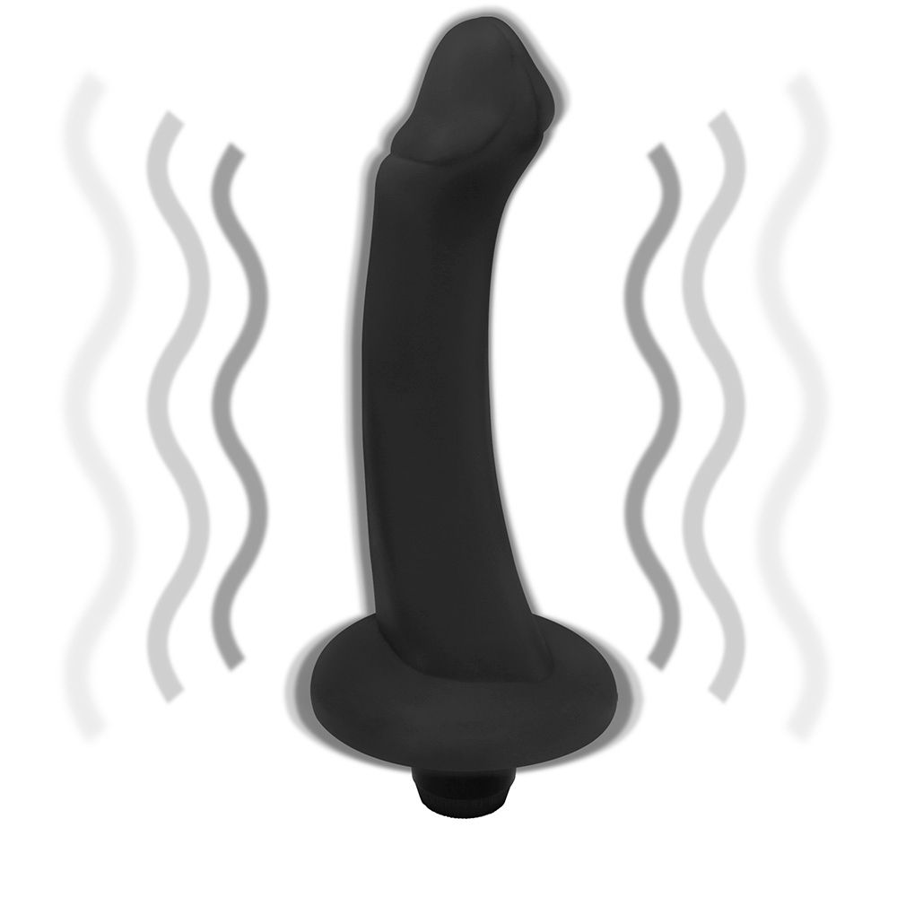 P�nis de Borracha Vacaciones com Vibrador em composi��o, evidenciando seu comprimento de 18cm e design completo pronto para uso.