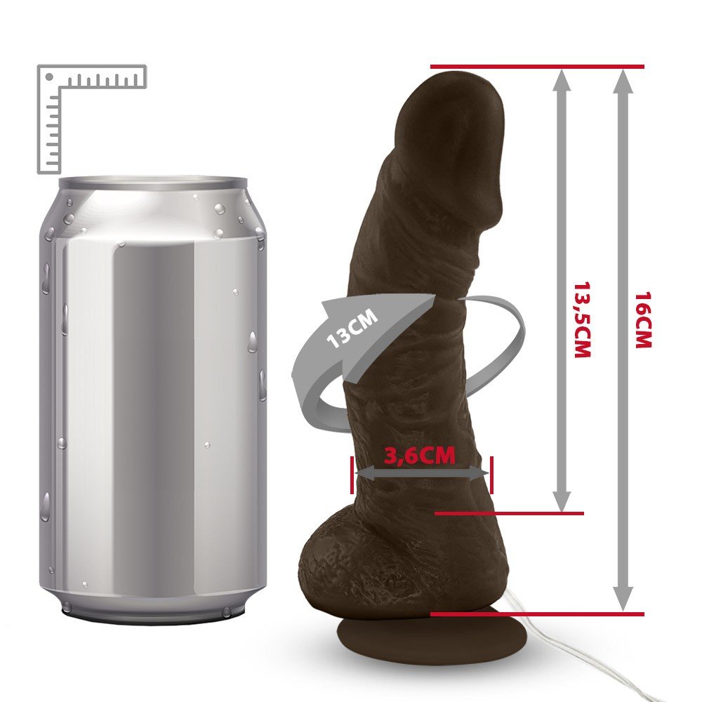 p�nis real�stico vibrador em composi��o completa destacando tamanho, propor��o e design do acess�rio �ntimo