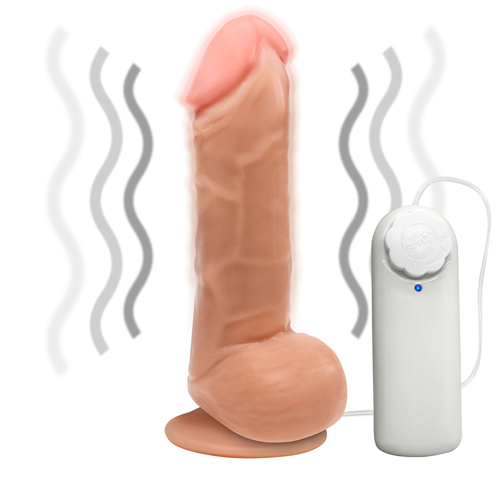 P�nis de Borracha Hefesto com Escroto, Vibrador e Ventosa 17 x 4cm Bege - Imagem 6