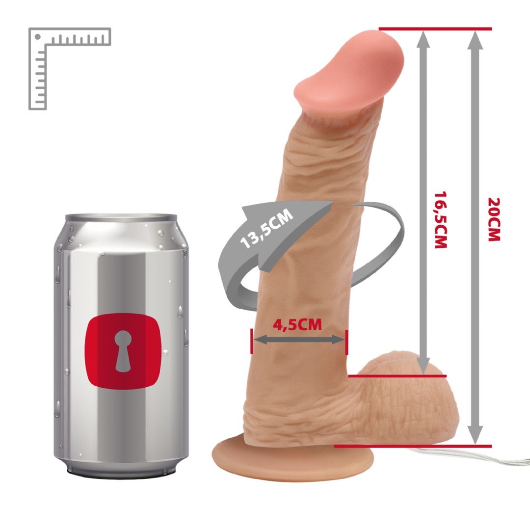 P�nis de Borracha Zeus bege - Detalhe do controle do vibrador com fio