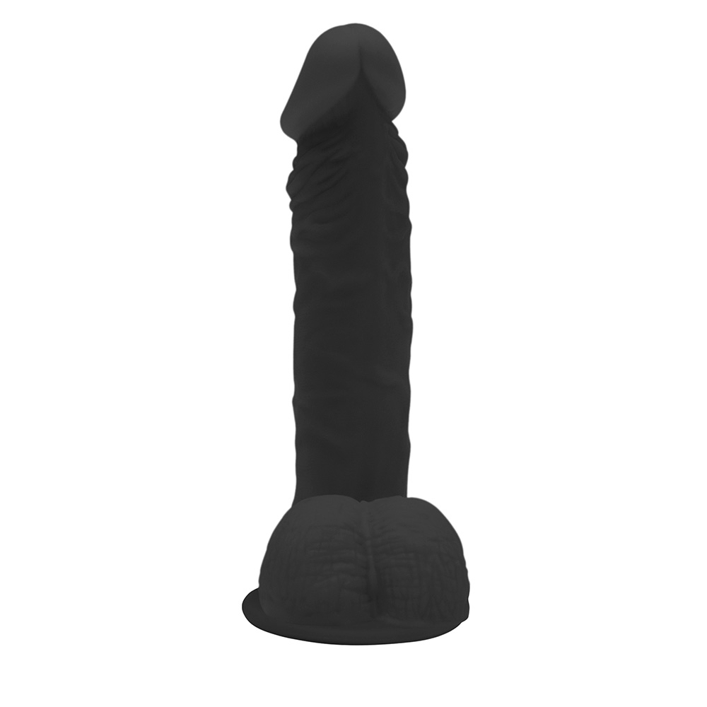 Detalhe do escroto e da base com ventosa do P�nis de Borracha Zeus, mostrando o realismo e a funcionalidade para fixa��o