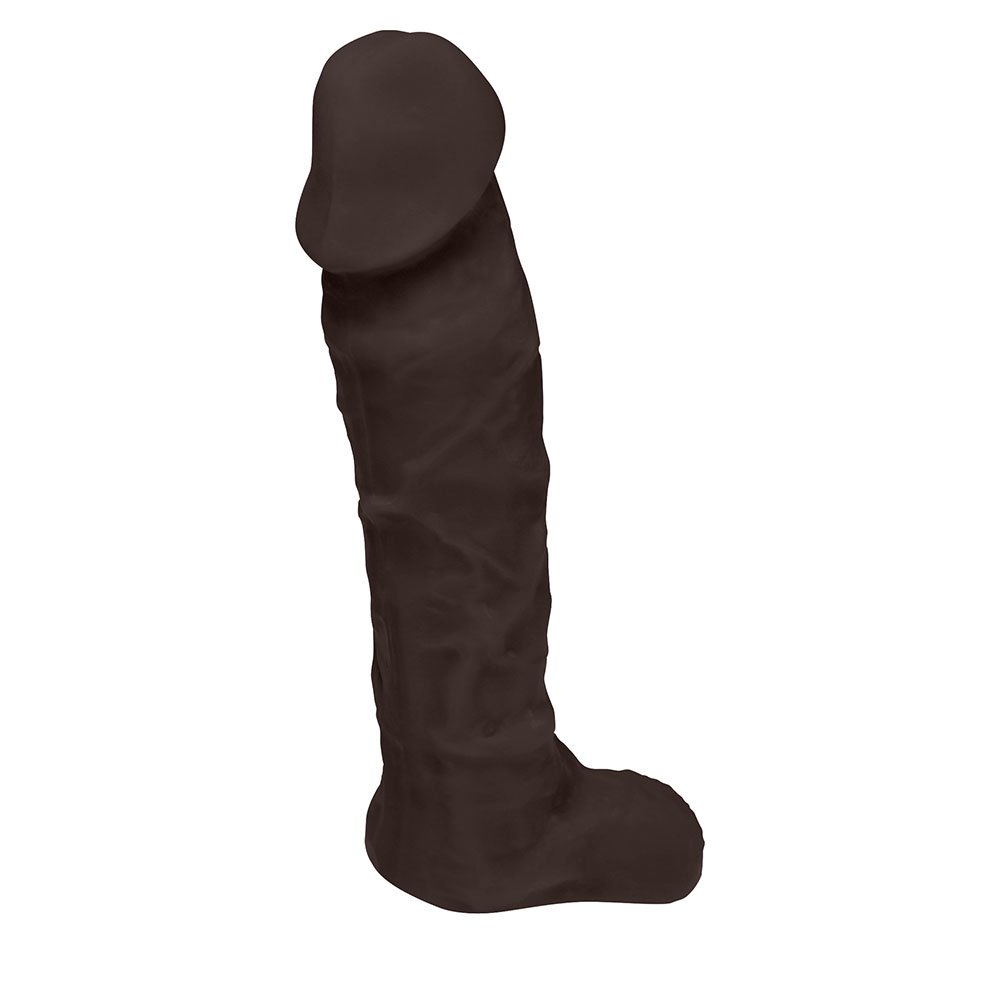 Detalhe da glande do P�nis de Borracha Apolo com Escroto 20,5 x 4,5cm Marrom com acabamento anat�mico e apar�ncia natural