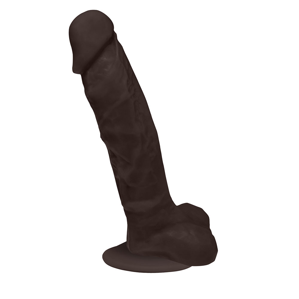 P�nis de Borracha Apolo com Escroto com Ventosa 20,5 x 4,5cm Marrom - vista lateral
