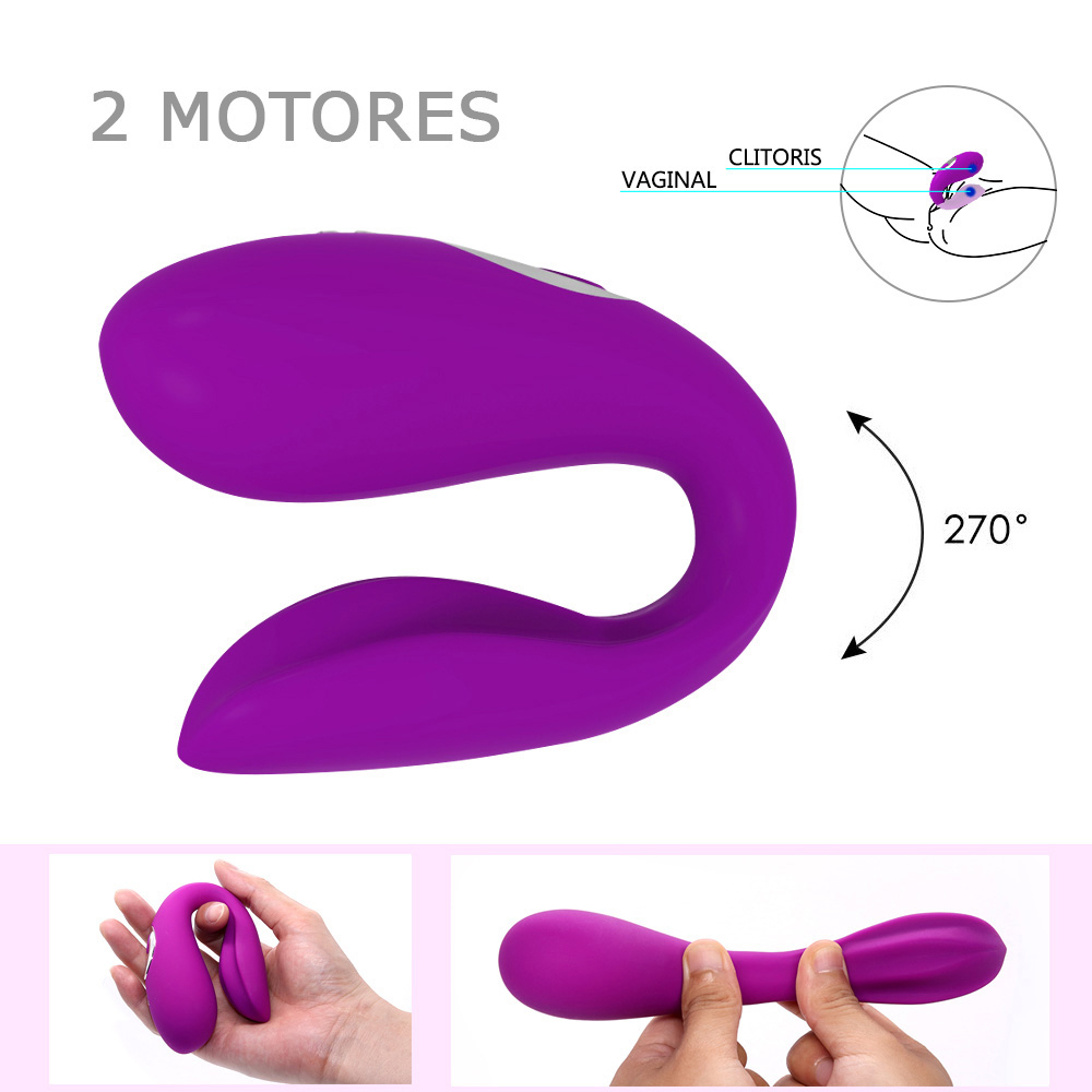 Vibrador para Casal Recarregável em Silicone com 12 Vibrações e Controle sem Fio Ulove Roxo | Foto 04 Vibrador para Casal Recarregável em Silicone com 12 Vibrações e Controle sem Fio Ulove Roxo | Foto 04