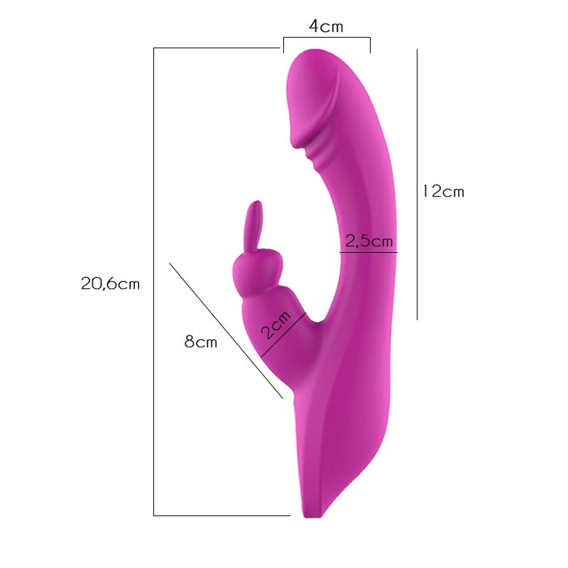 Vibrador Duplo Flex�vel em Silicone Recarreg�vel com 7 Vibra��es Olly Rabbit Roxo | Foto 06