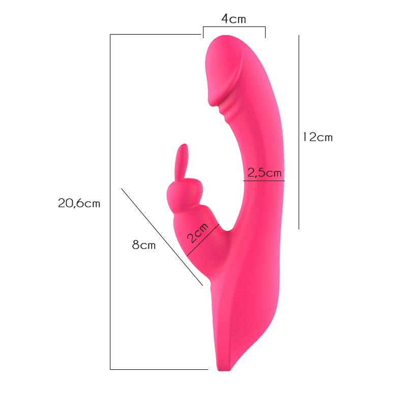 Vibrador Duplo Flex�vel em Silicone Recarreg�vel com 7 Vibra��es Olly Rabbit Pink | Foto 06