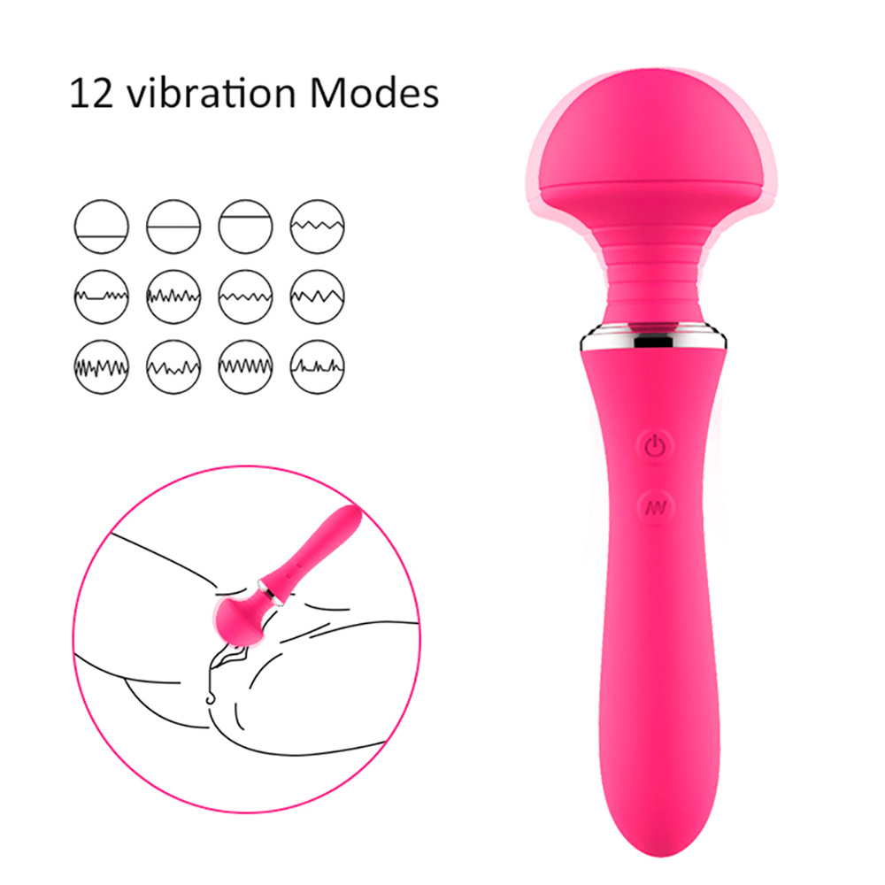 ilustra��o com 12 modos de vibra��o do Massageador Mushroom Pink e sugest�o de uso
