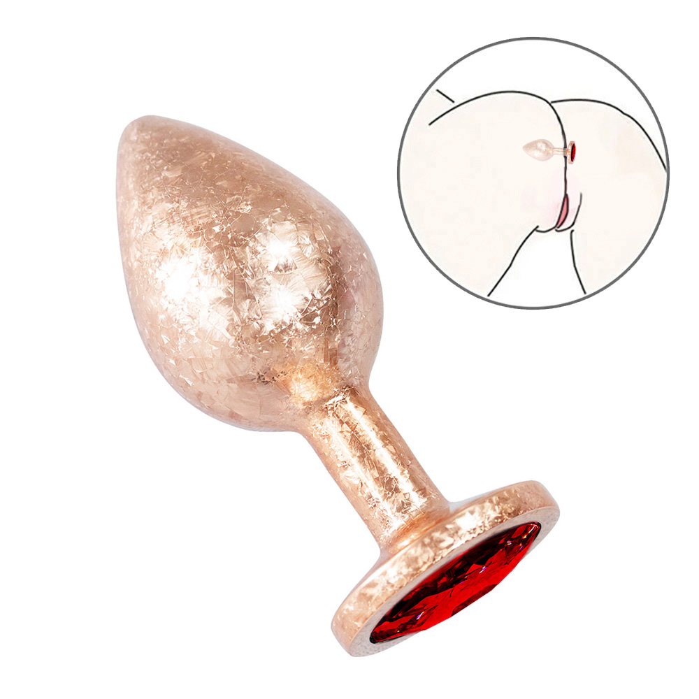 Plug Anal Joia em Metal com Base Redonda e Pedra Vermelha 8,2 x 3,4cm  Dourado :: Sex Shop Loja do Prazer