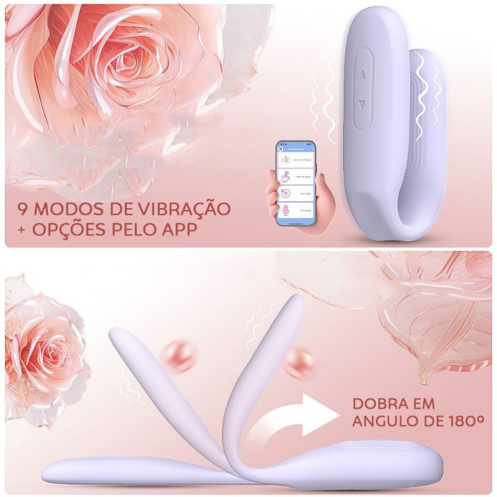 Vibrador para Casal Recarreg�vel em Silicone 9 Vibra��es Controle por Aplicativo Popping APP Lil�s | Foto 02