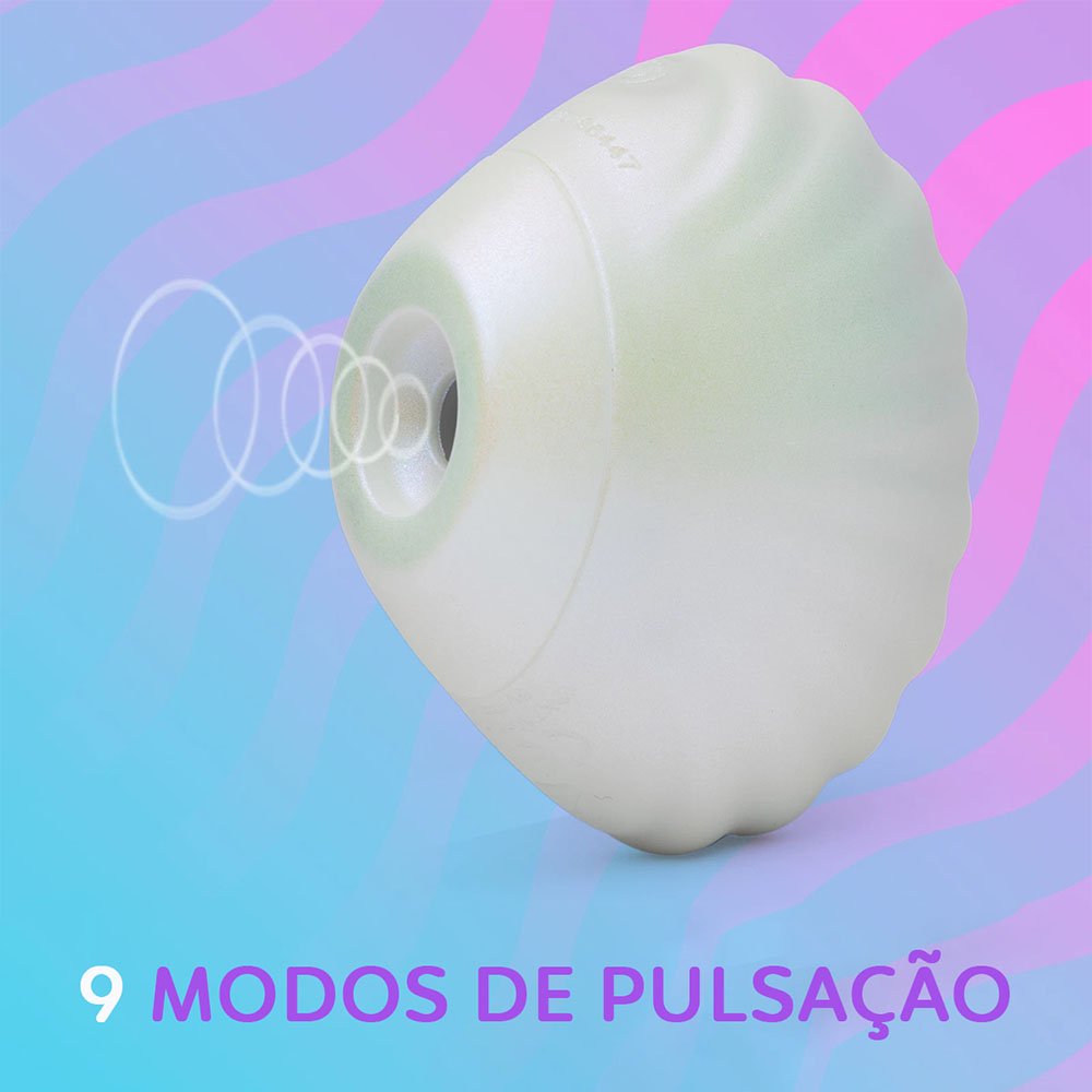 Pulsador de Clit�ris Recarreg�vel em Silicone 9 Pulsa��es Formato de Concha Shell Bliss Branco | Foto 02
