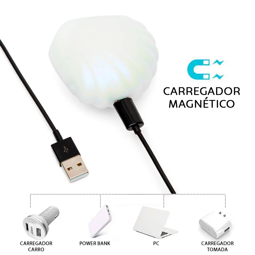 Pulsador de Clit�ris Recarreg�vel em Silicone 9 Pulsa��es Formato de Concha Shell Bliss Branco | Foto 05
