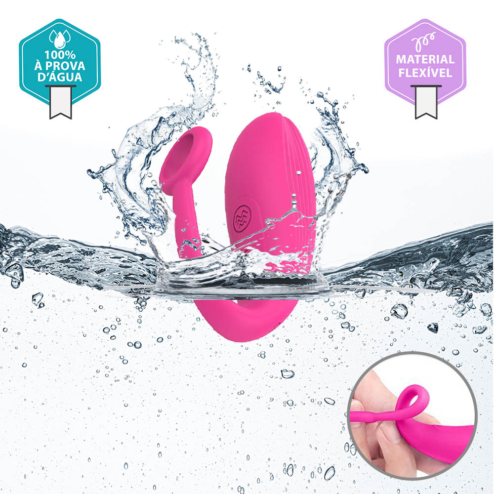 Vibrador Bullet Recarreg�vel Tulip 3 Pink submerso em �gua, destacando sua caracter�stica 100% � prova d'�gua e material flex�vel