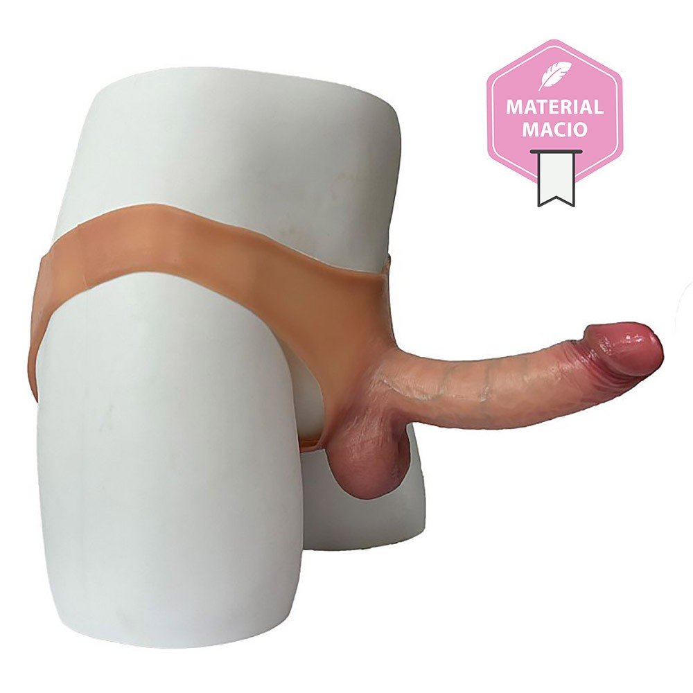 Capa Peniana em Cyberskin de 19,5cm e Extensor Interno de 5cm com Cinta Bege | Foto 02