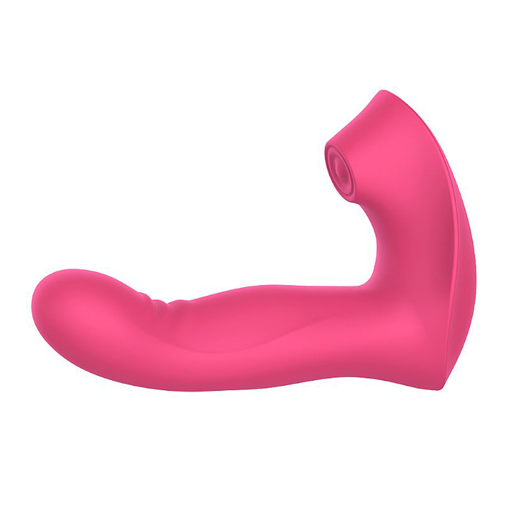 Pulsador de Clit�ris e Vibrador Ponto G Recarreg�vel em Silicone 10 Vibra��es e Controle Novia Pink, visto de cima, mostrando o formato ergon�mico em C.