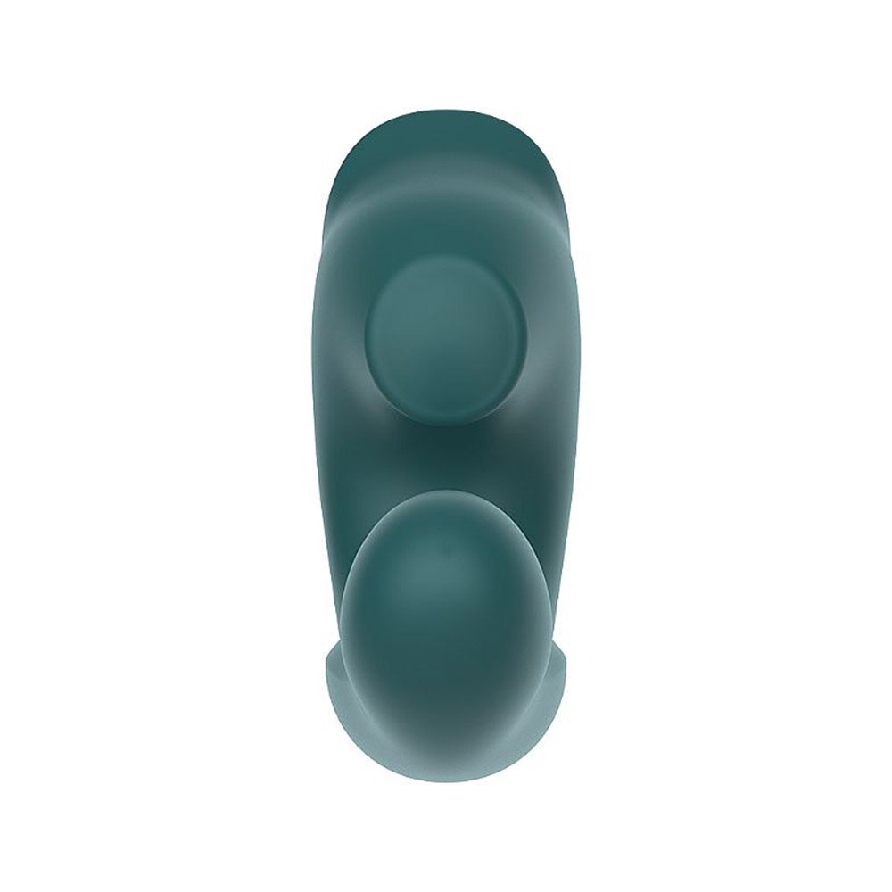 Vista da parte inferior do Vibrador Duplo Recarreg�vel Dale Verde, mostrando a �rea dos bot�es.