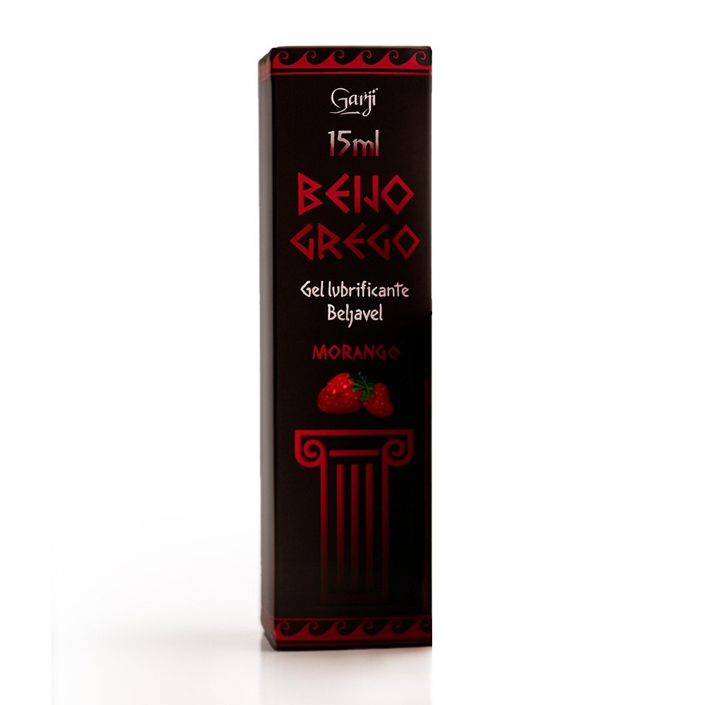 Gel Beijo Grego Beij�vel Sabor Morango Garji 15ml, caixa isolada.