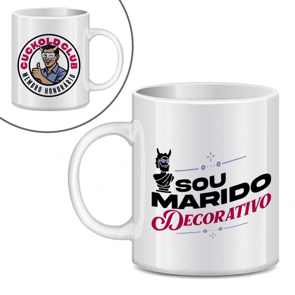 Caneca Cuckold com a frase Sou Marido Decorativo - Estilo Fetichista e Sensual Branca | Foto 01