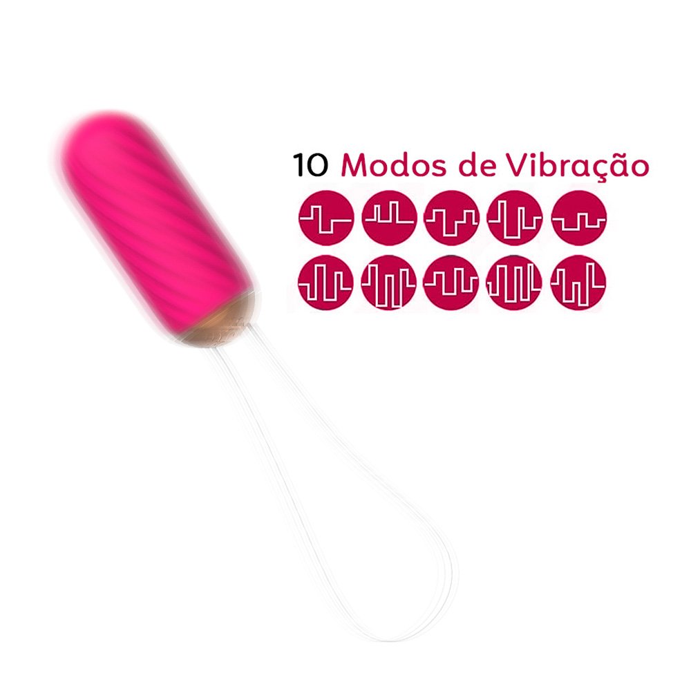Vibrador Bullet Recarreg�vel em Silicone 10 Vibra��es Ying Pink | Ilustra��o dos 10 modos de vibra��o