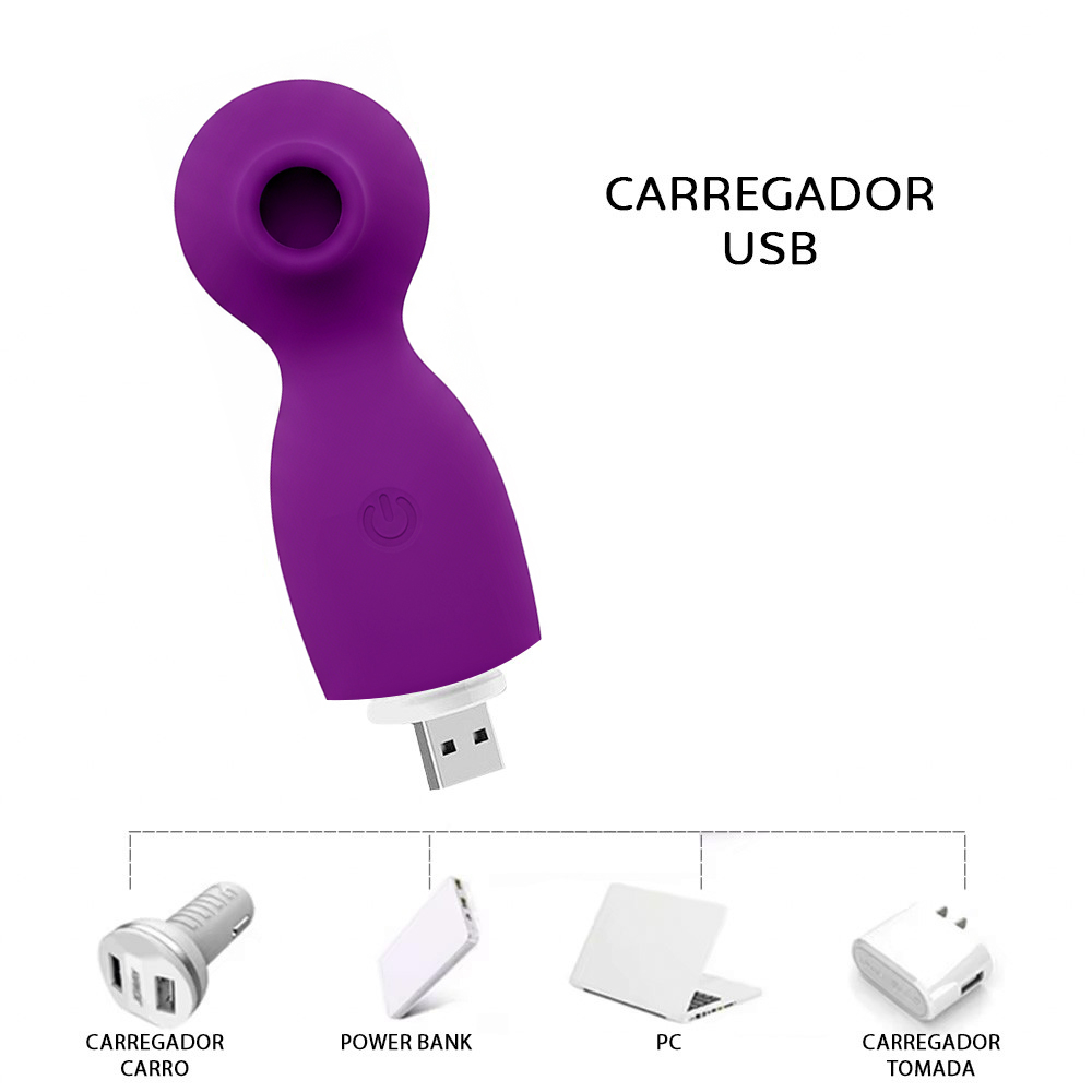 Pulsador de Clit�ris Recarreg�vel em Silicone com 7 Pulsa��es Sam Roxo | Foto 05