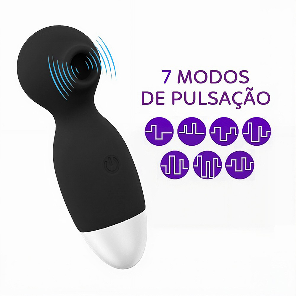 Pulsador de Clit�ris Recarreg�vel em Silicone com 7 Pulsa��es Sam Preto | Foto 02