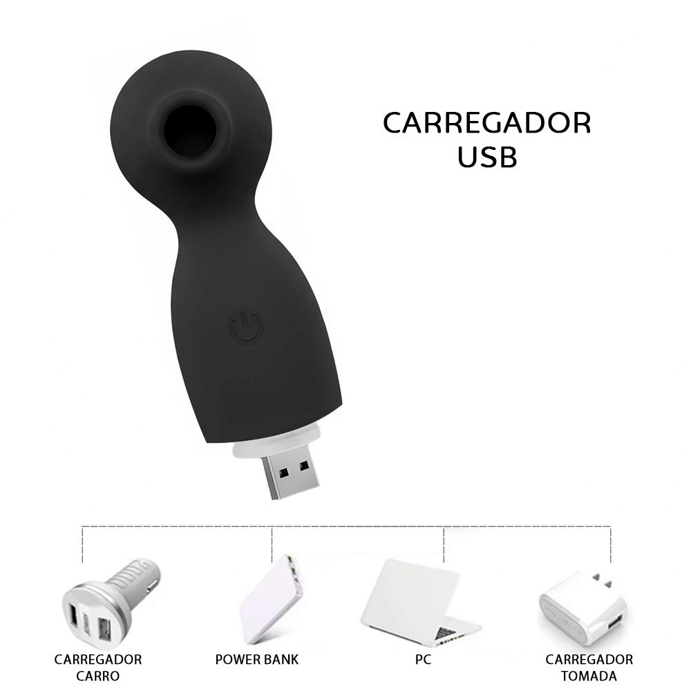 Pulsador de Clit�ris Recarreg�vel em Silicone com 7 Pulsa��es Sam Preto | Foto 05