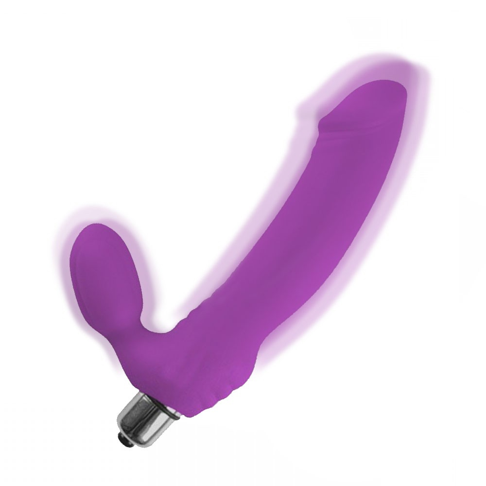 Cinta Peniana para Ela para Inversão de Papel em Silicone com 10 Vibrações 16cm Penetráveis Roxa | Foto 03