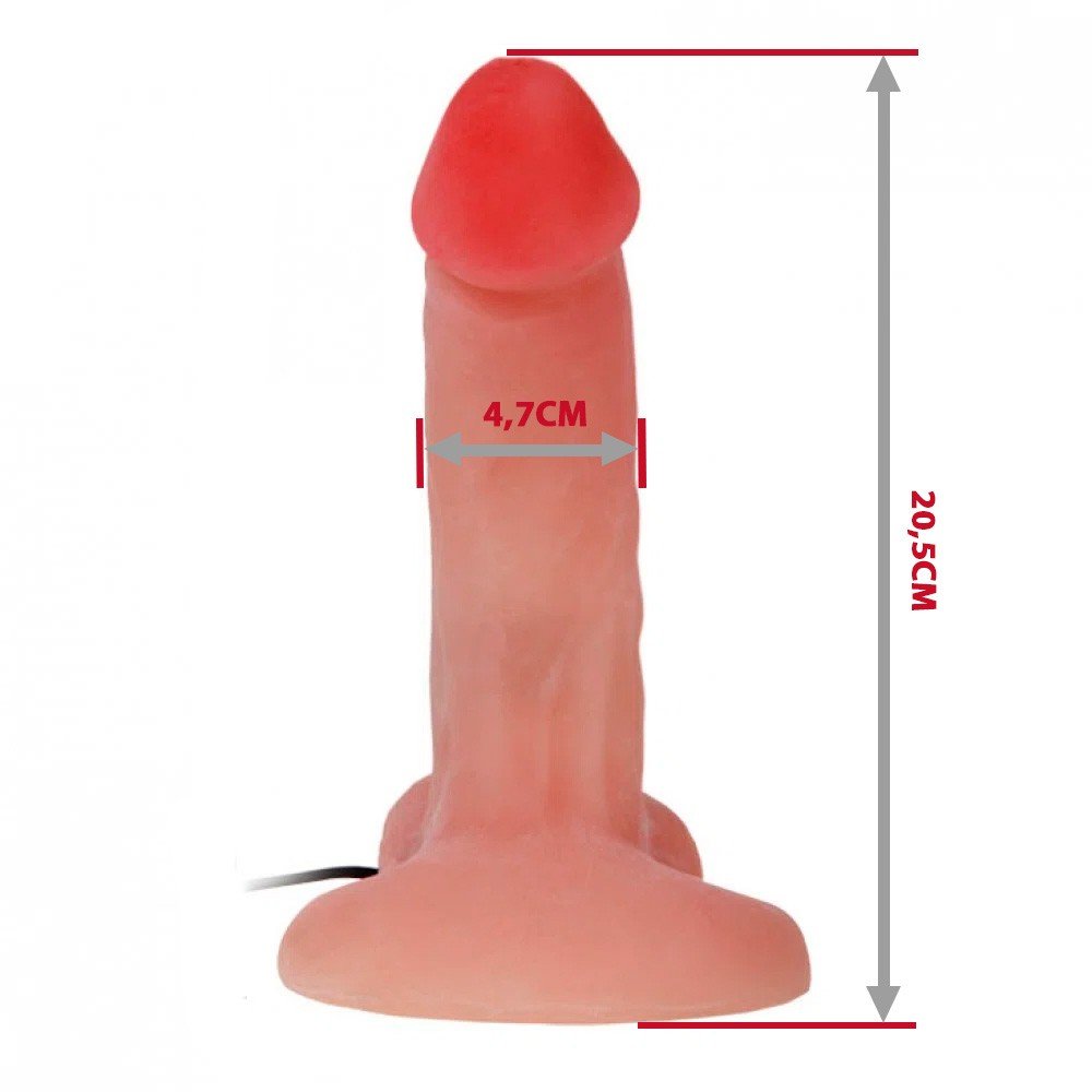 P�nis Rotativo com Escroto em Cyberskin, Controle Multivelocidade com Fio 20 x 4cm Bege | Foto 06