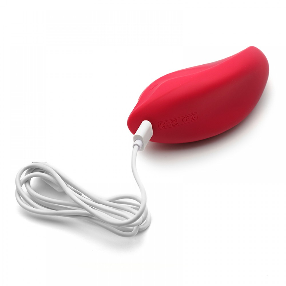 Vibrador Heidi Pink com cabo USB conectado, pronto para carregamento