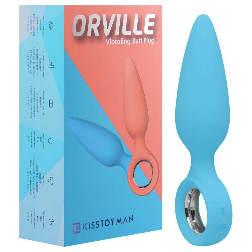 Plug Anal com Vibrador em Silicone, Recarregável, 10 Vibrações, USB, Orville Azul | Foto 01