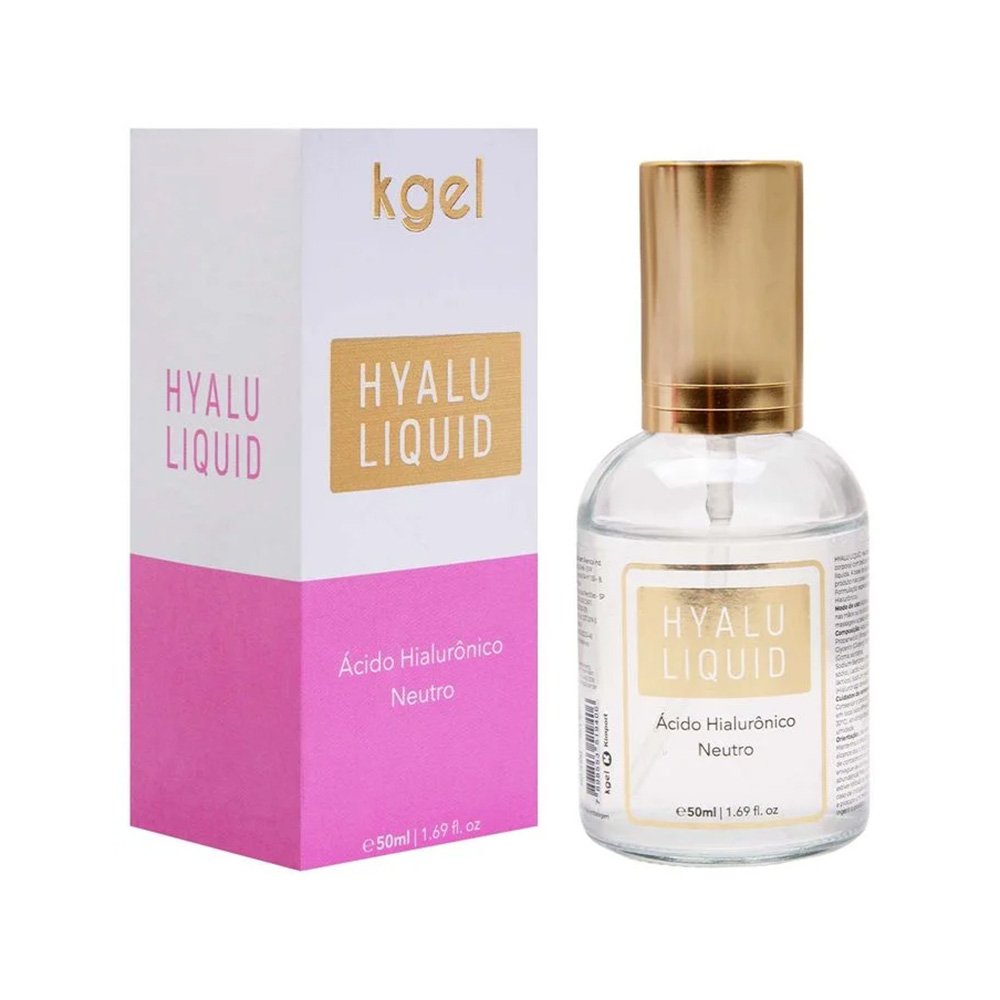 Frasco do Gel Hidratante Corporal e �ntimo Hyalu Liquid e sua caixa em um fundo branco, vista frontal.