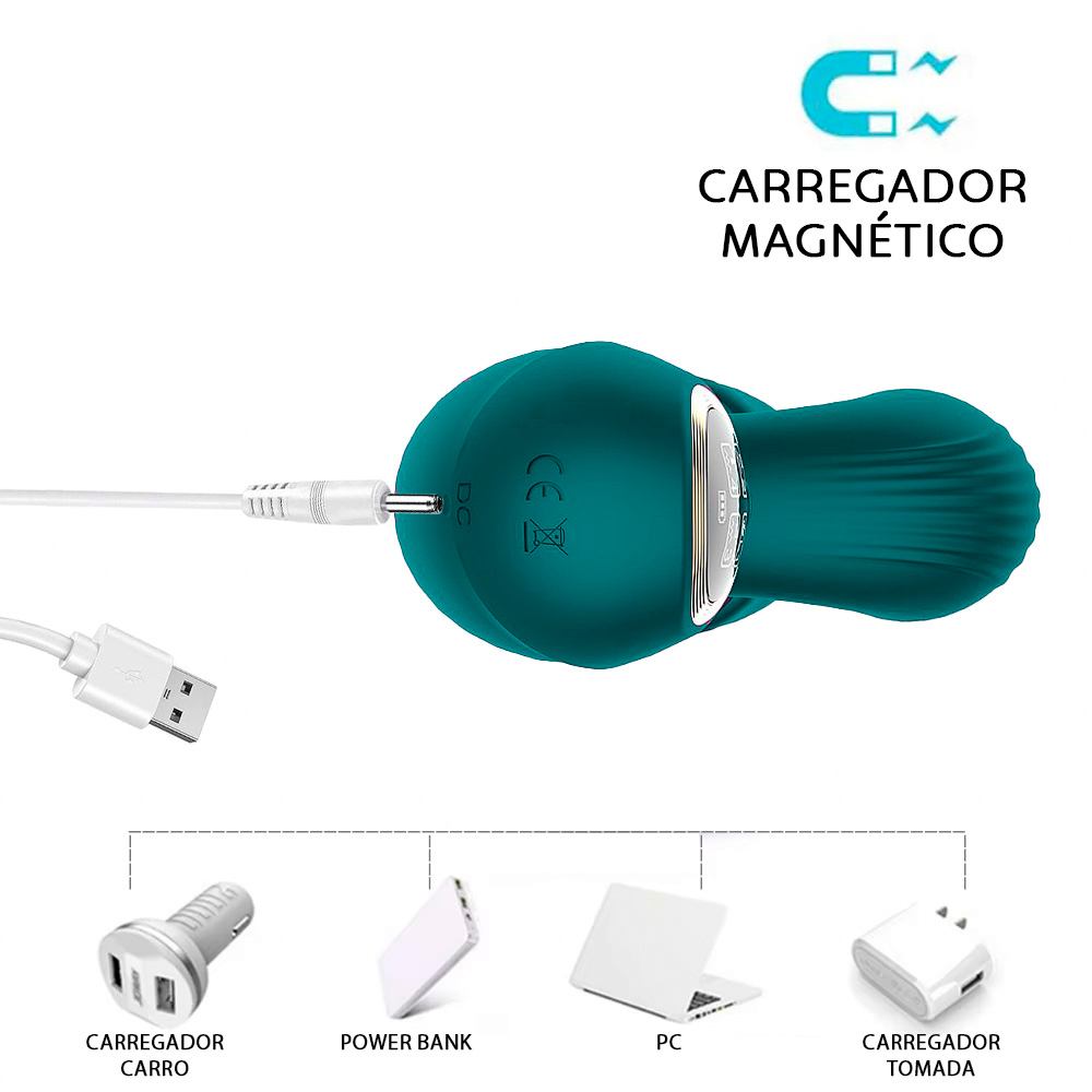 Pulsador de Clit�ris e Vibrador Ponto G Fabulous Verde em uma vista em close, evidenciando a cor e o silicone textura