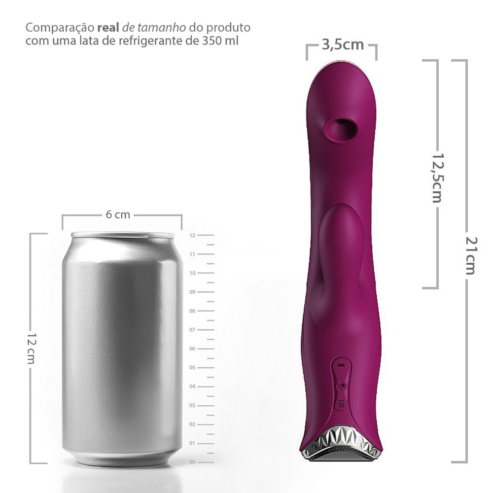 Parte traseira do vibrador duplo em silicone vinho, com curvaturas e detalhes
