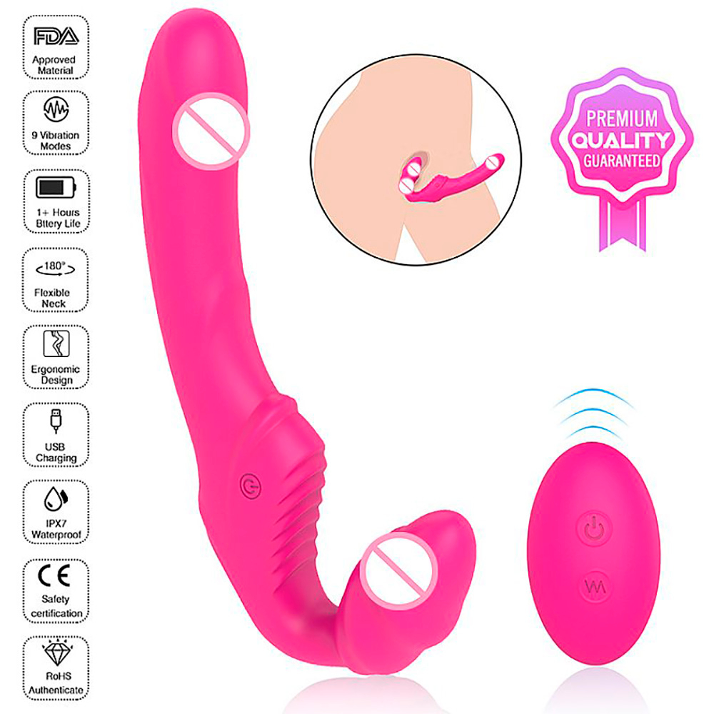 Cinta Peniana para Ela para Invers�o de Papel em Silicone com 9 Vibra��es Nana Pink | Foto 02