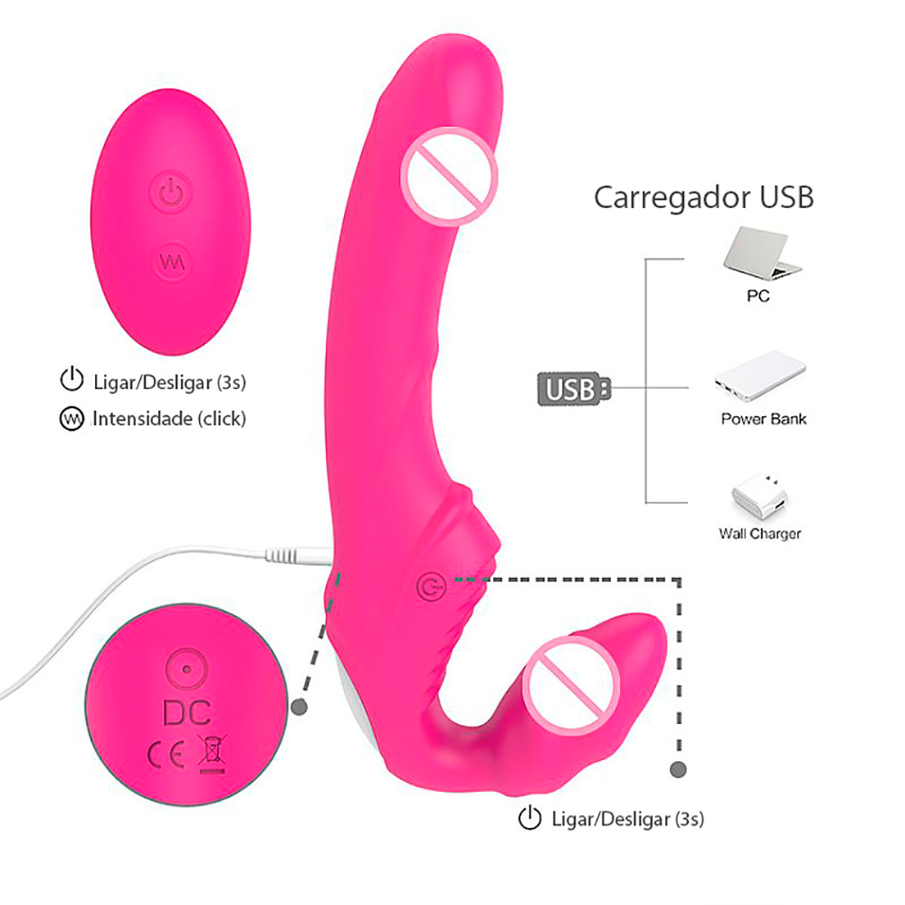 Cinta Peniana para Ela para Invers�o de Papel em Silicone com 9 Vibra��es Nana Pink | Foto 04