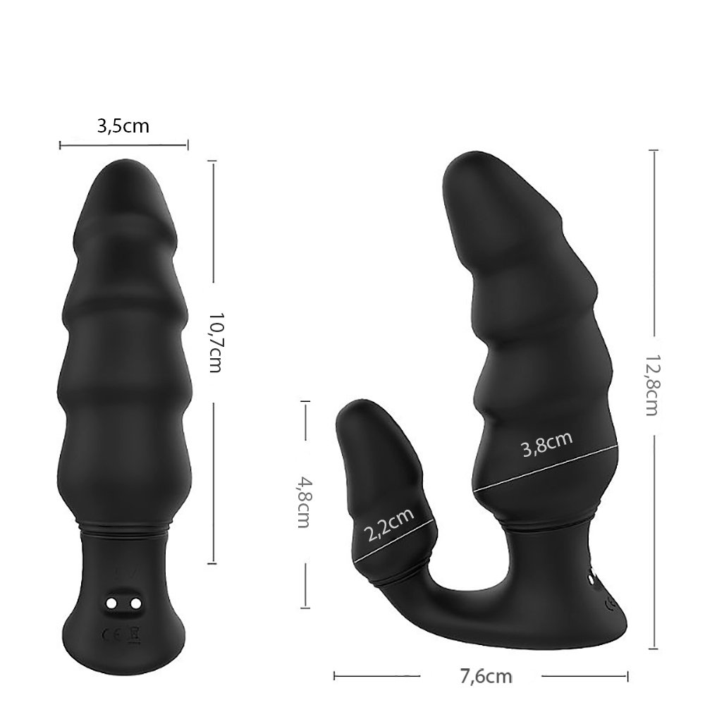 Massageador de Pr�stata e Per�neo em Silicone com 9 Vibra��es Dragon Preto | Foto 04