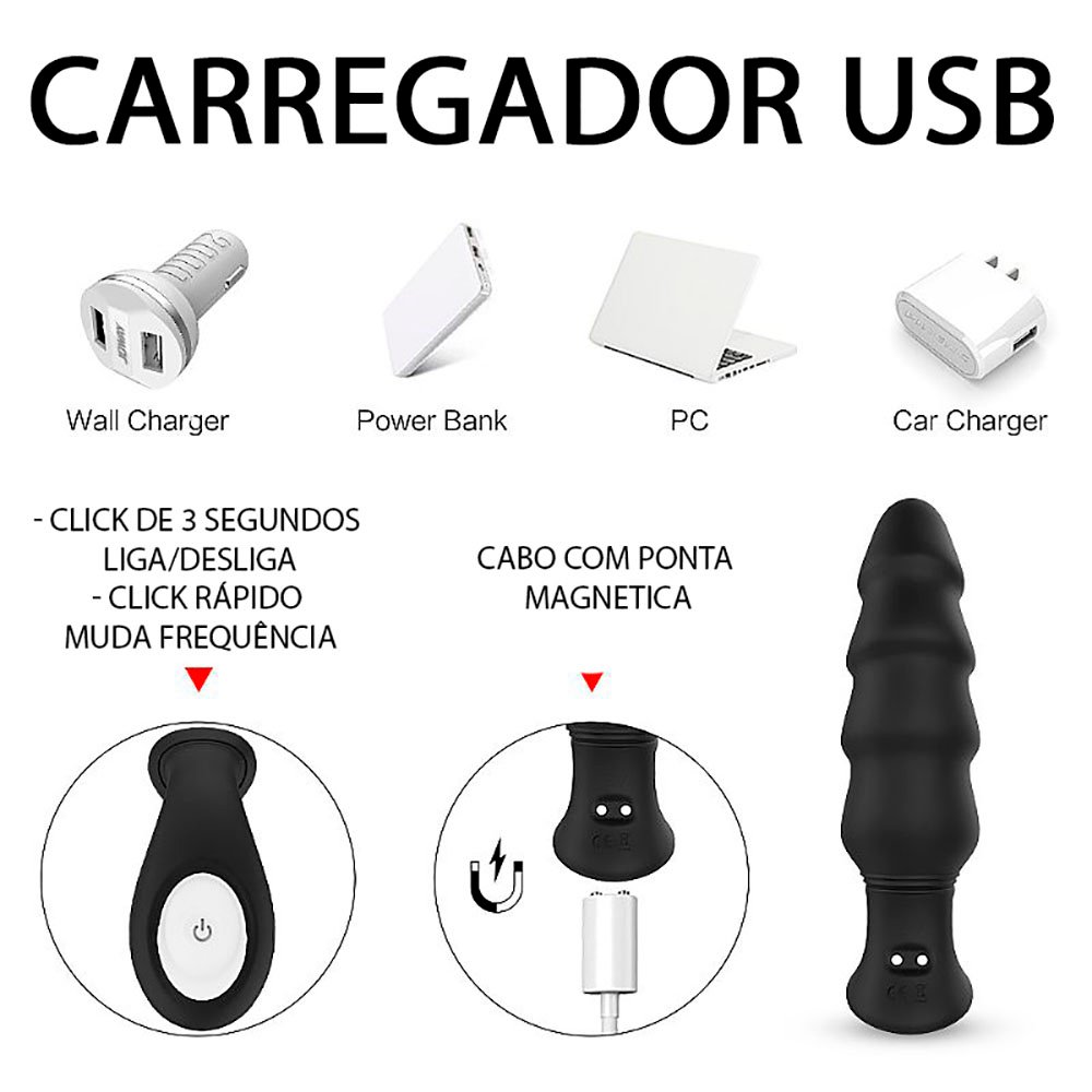 Massageador de Pr�stata e Per�neo em Silicone com 9 Vibra��es Dragon Preto | Foto 06