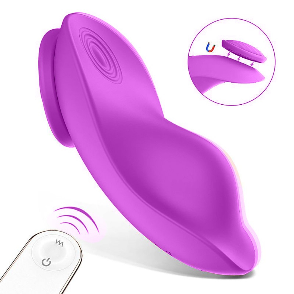 Vibrador Leaf Roxo em silicone com controle sem fio, detalhe da recarga magn�tica
